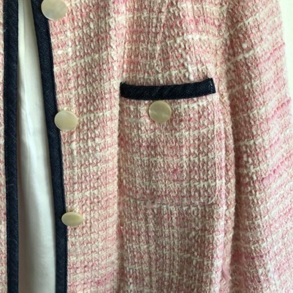 LIZ CLAIBORNE Vintage Nubby Tweed Denim Accent Trim 3/4 Sleeve Jacket … - Picture 6 of 12